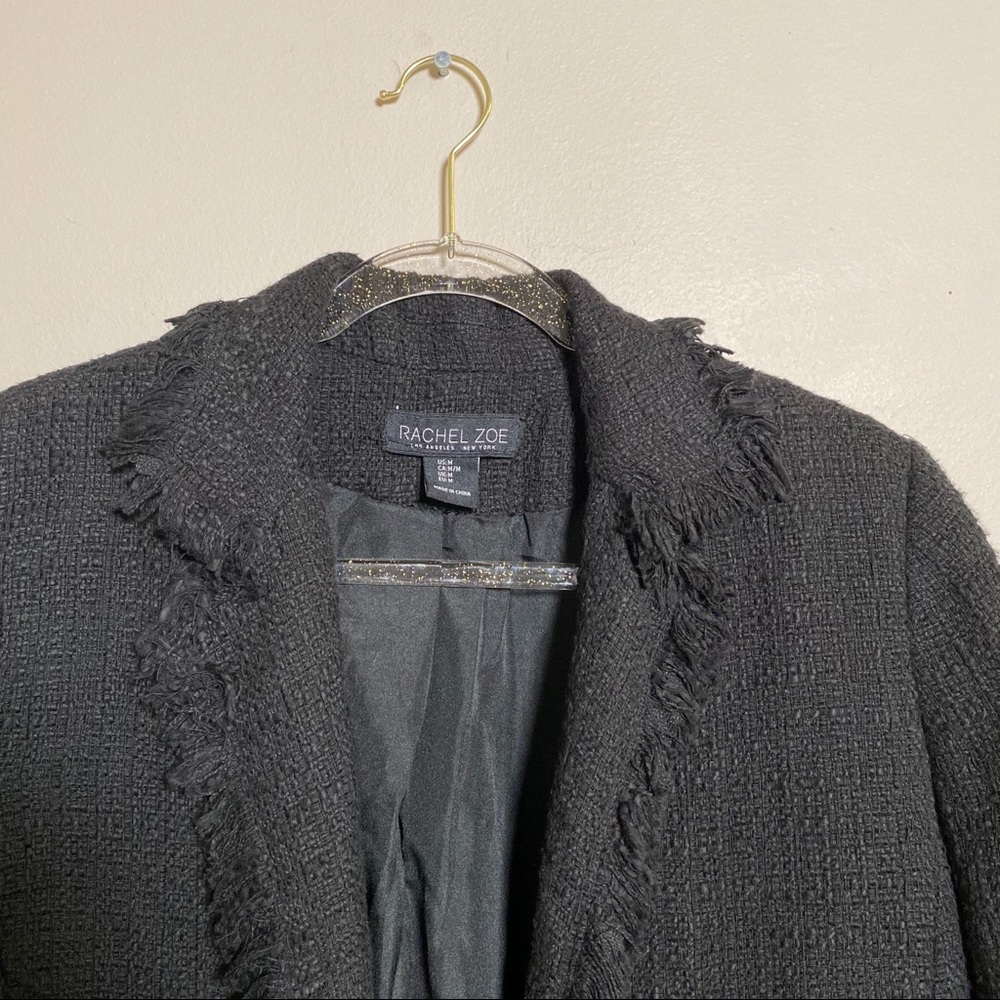NWT Rachel Zoe Black Fringe Coat Size Medium - Picture 2 of 5